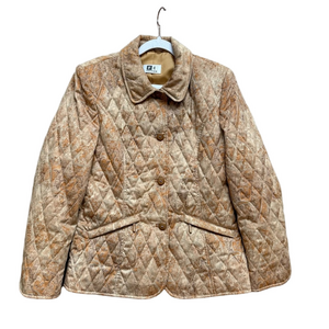 FE Edition Women's Quilted Puffer Jacket in Tan Size 6